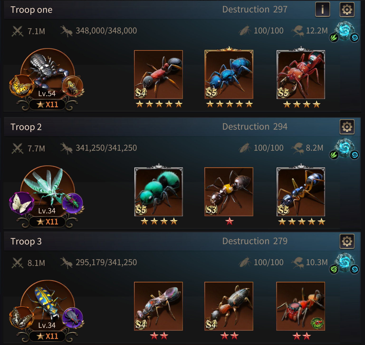 PvP · Three main troops screenshot example